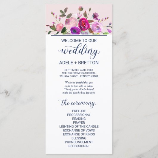 Romantic Garden Wedding Programme Programmakaart (Voorkant)