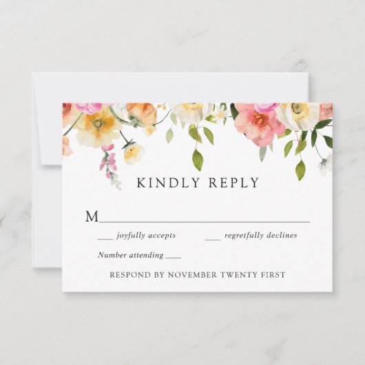 Romantic Garden Wedding RSVP Response  Kaart (Voorkant)