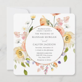 Romantic Garden Wreath Wedding Invitation Kaart