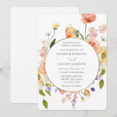 Romantic Garden Wreath Wedding Invitation Kaart (Voorkant / Achterkant)