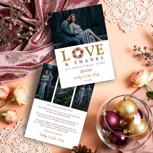 Romantic Garland Love Quote Collage Wedding  Feestdagenkaart