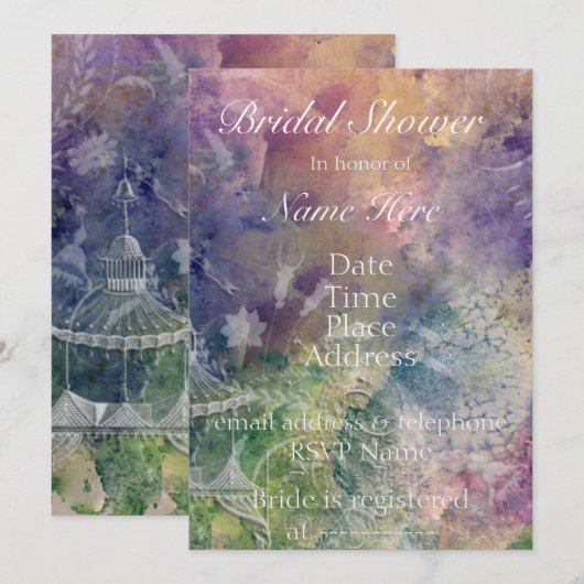 Romantic Gazebo en Swirls Vrijgezellenfeest Kaart (Voorkant / Achterkant)