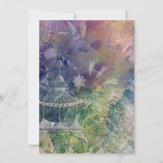 Romantic Gazebo en Swirls Vrijgezellenfeest Kaart (Achterkant)