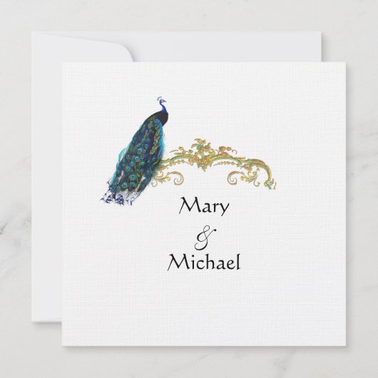 Romantic Gazebo Peacock en Waterverf Save The Date (Achterkant)