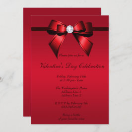 Romantic Gem Bow & Ribbon Valentijnsdag Party Kaart