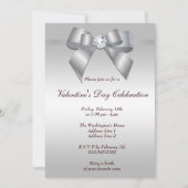 Romantic Gem Bow & Ribbon Valentijnsdag Party Kaart (Voorkant)