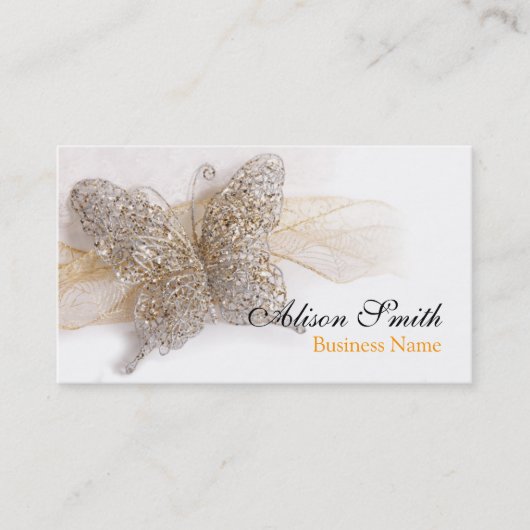 Romantic generic Business card with butterfly Visitekaartje (Voorkant)