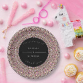 Romantic Geometric Mandala soft roze Black Papieren Bordje (Feest)