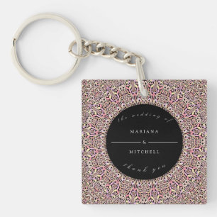 Romantic Geometric Mandala soft roze Black Sleutelhanger