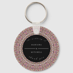 Romantic Geometric Mandala soft roze Black Sleutelhanger