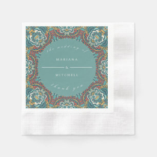 Romantic Geometric Mandala zacht blauw grijs en ro Servet