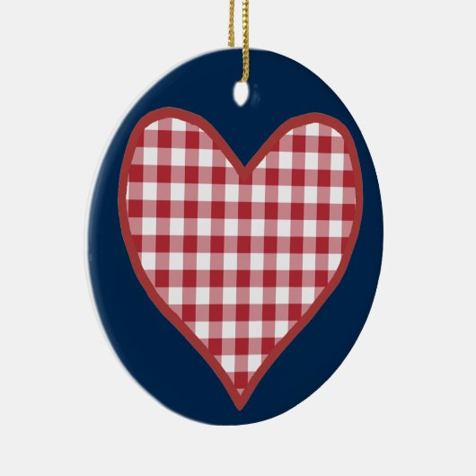 Romantic Gingham Hearts en Red Rose Ornament (Rechts)