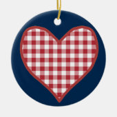 Romantic Gingham Hearts en Red Rose Ornament (Voorkant)