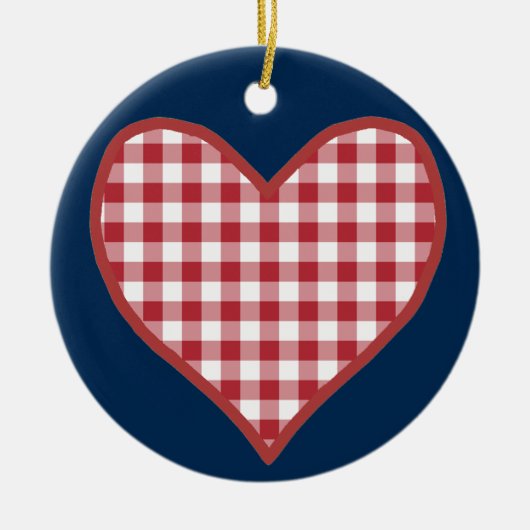 Romantic Gingham Hearts en Red Rose Ornament (Voorkant)