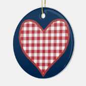 Romantic Gingham Hearts en Red Rose Ornament (Links)