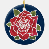 Romantic Gingham Hearts en Red Rose Ornament (Achterkant)