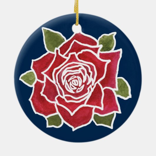 Romantic Gingham Hearts en Red Rose Ornament (Achterkant)