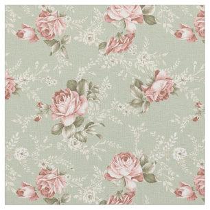 Romantic Girly Blush Rozen - Groene achtergrond Stof