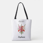 Romantic Gladiolus & Poppy August Birth Month Tote Bag (Achterkant)