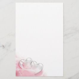 Romantic Glass Hearts Roos Petals Briefpapier