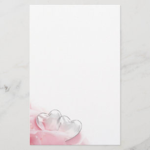 Romantic Glass Hearts Roos Petals Briefpapier