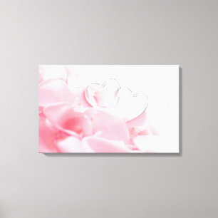 Romantic Glass Hearts Roos Petals Canvas Afdruk
