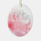 Romantic Glass Hearts Roos Petals Keramisch Ornament (Rechts)