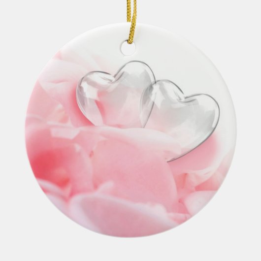 Romantic Glass Hearts Roos Petals Keramisch Ornament (Voorkant)