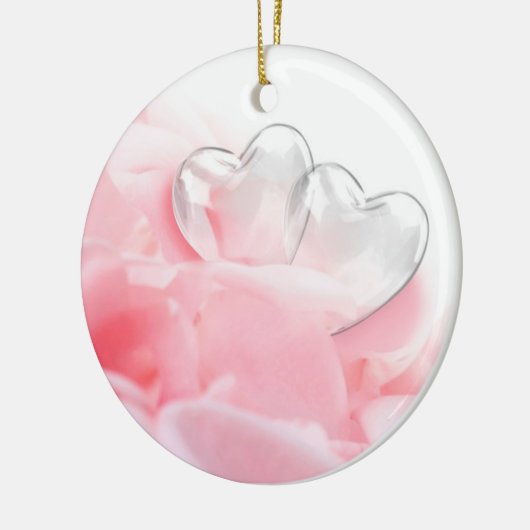 Romantic Glass Hearts Roos Petals Keramisch Ornament (Links)