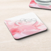 Romantic Glass Hearts Roos Petals Onderzetter (Linkerzijde)