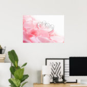 Romantic Glass Hearts Roos Petals Poster (Thuiskantoor)