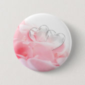 Romantic Glass Hearts Roos Petals Ronde Button 5,7 Cm (Voorkant)