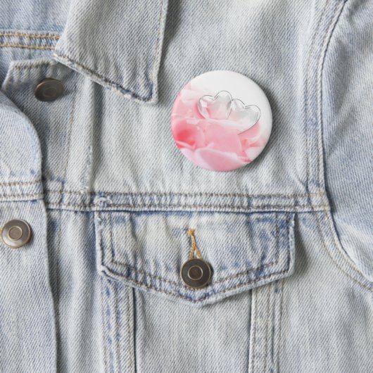 Romantic Glass Hearts Roos Petals Ronde Button 5,7 Cm (In situ)