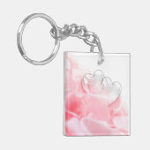 Romantic Glass Hearts Roos Petals Sleutelhanger (Voorkant Links)