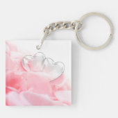 Romantic Glass Hearts Roos Petals Sleutelhanger (Achterkant)