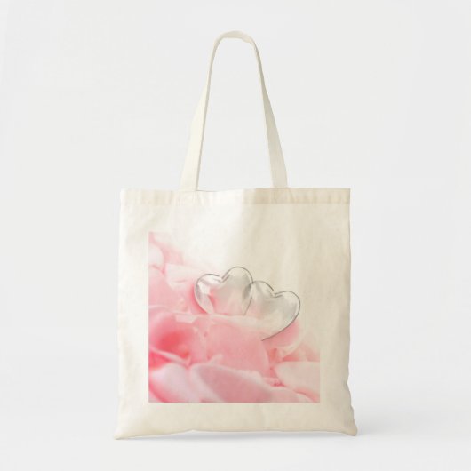 Romantic Glass Hearts Roos Petals Tote Bag (Voorkant)