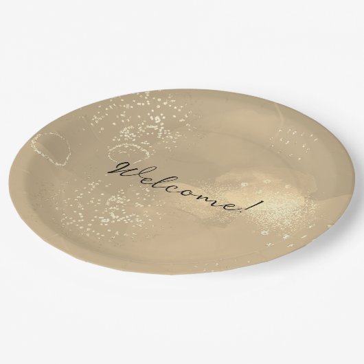 Romantic glitter gold art papieren bordje (Gekanteld)