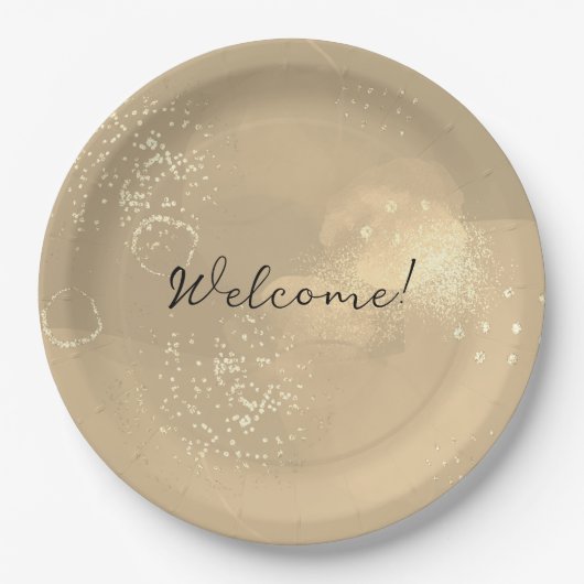 Romantic glitter gold art papieren bordje (Voorkant)