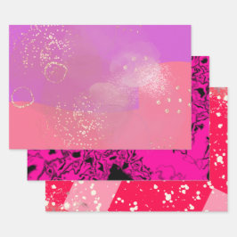 Romantic glitter pink art inpakpapier vel