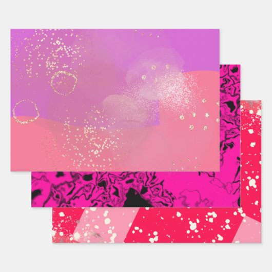 Romantic glitter pink art inpakpapier vel (Set)