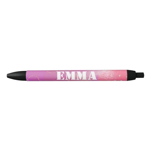 Romantic glitter pink art zwarte inkt pen (Voorkant)