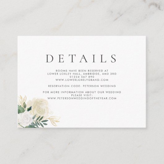 Romantic Glitter Roos Informatiekaartje (Voorkant)