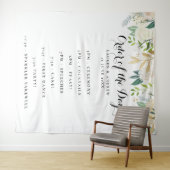 Romantic Glitter Rozen Wedding Order of the Day Wandkleed (In Situ (horizontaal))