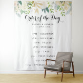 Romantic Glitter Rozen Wedding Order of the Day Wandkleed (In situ)