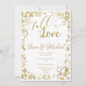 Romantic Glitter Typography Fall Leaves Verloving Kaart (Voorkant)