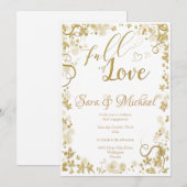 Romantic Glitter Typography Fall Leaves Verloving Kaart (Voorkant / Achterkant)