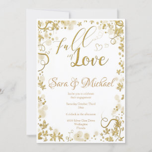 Romantic Glitter Typography Fall Leaves Verloving Kaart