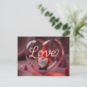 Romantic Gnome in Heart Display with Neon "Love" Briefkaart (Staand voorkant)