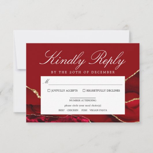 Romantic & Gold Agate Wedding RSVP Kaart (Voorkant)