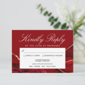 Romantic & Gold Agate Wedding RSVP Kaart (Staand voorkant)